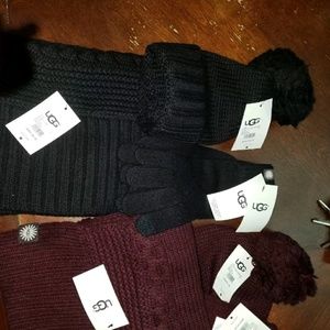 2 sets ugg gloves, scarves, and hats.New with tags